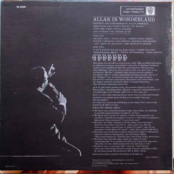 Allan Sherman : Allan In Wonderland (LP, Album, Mono, Vit)