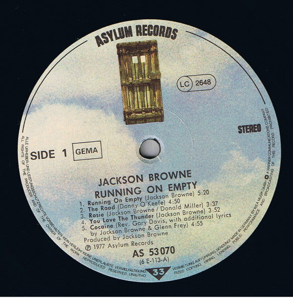 Jackson Browne : Running On Empty (LP, Album, RE)