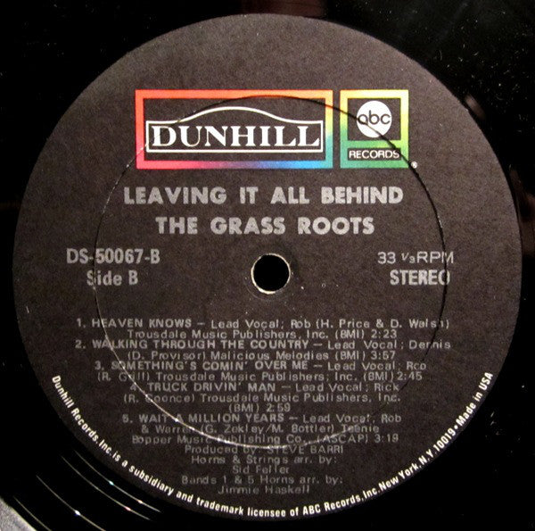 The Grass Roots : Leaving It All Behind (LP, Album, Gat)