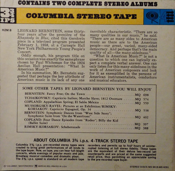 Gershwin*, Grofé*, Leonard Bernstein, New York Philharmonic, Columbia Symphony* : Rhapsody In Blue / An American In Paris / Grand Canyon Suite (Reel, 2tr Stereo, 7" Reel, Album)