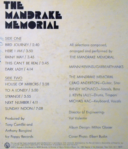 The Mandrake Memorial : The Mandrake Memorial (LP, Album, MGM)