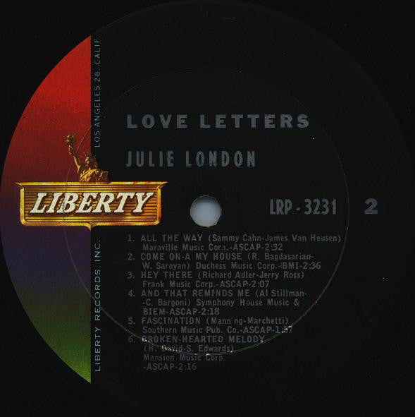 Julie London : Love Letters (LP, Album, Mono)