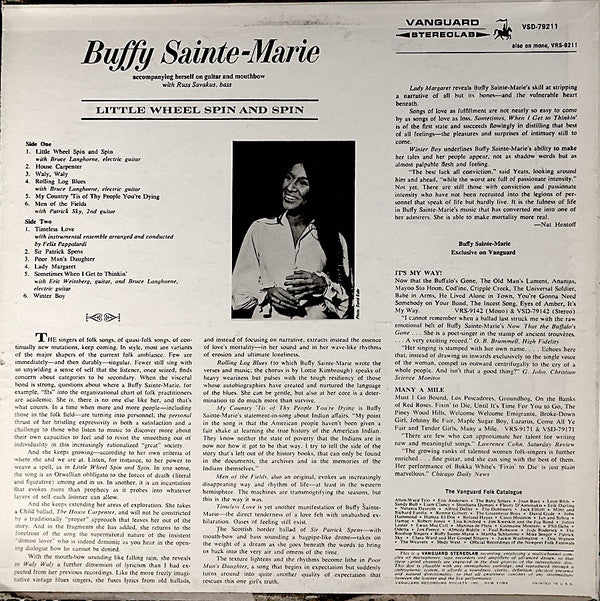 Buffy Sainte-Marie : Little Wheel Spin And Spin (LP, Album, Pit)