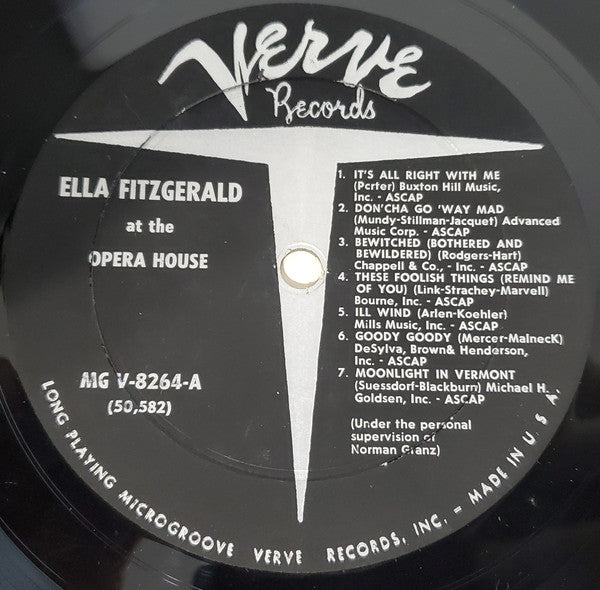 Ella Fitzgerald : Ella Fitzgerald At The Opera House (LP, Album, Mono, RP, Pub)