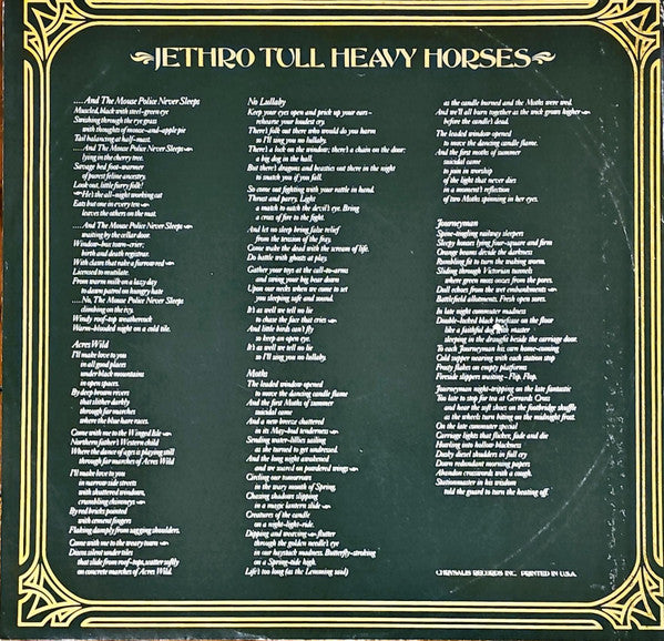 Jethro Tull : Heavy Horses (LP, Album, SXT)