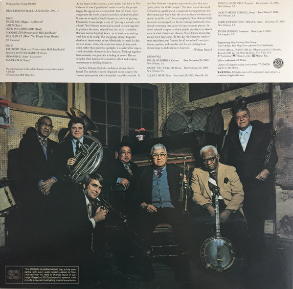 Preservation Hall Jazz Band : New Orleans, Vol. 1 (LP, Album, Quad, Ter)