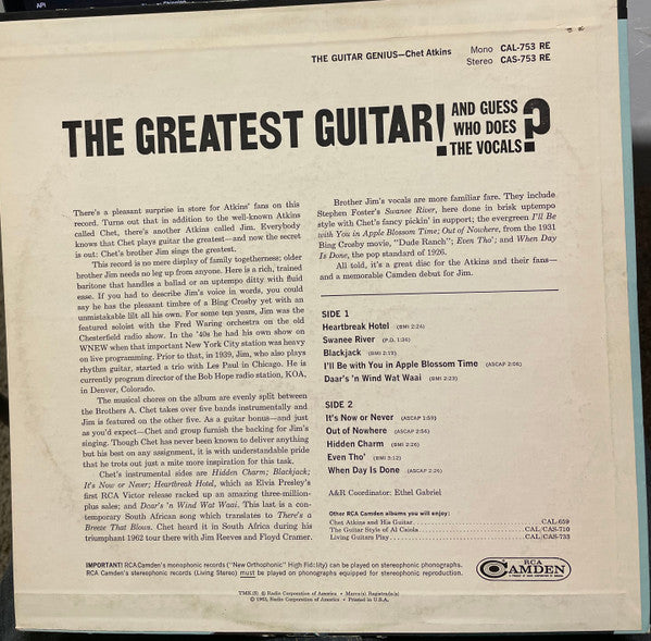 Chet Atkins : The Guitar Genius (LP, Album, Roc)