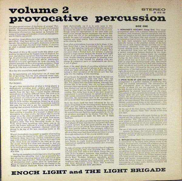 Enoch Light And The Light Brigade : Provocative Percussion Volume 2 (LP, Album, Gat)