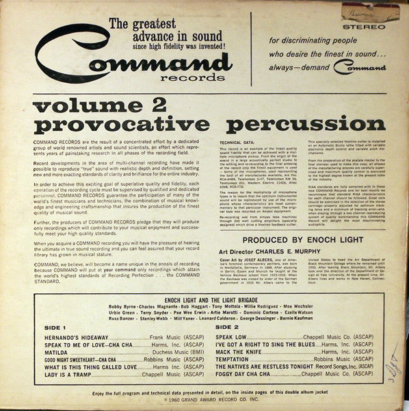 Enoch Light And The Light Brigade : Provocative Percussion Volume 2 (LP, Album, Gat)