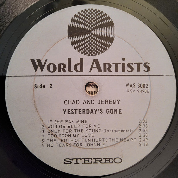 Chad & Jeremy : Yesterday's Gone (LP, Album, Pit)