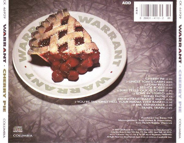 Warrant : Cherry Pie (CD, Album, Club, SM,)