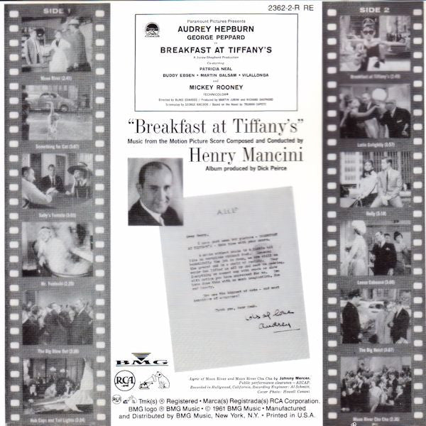 Henry Mancini : Breakfast At Tiffany's (Music From The Motion Picture Score) (CD, RE, RM)