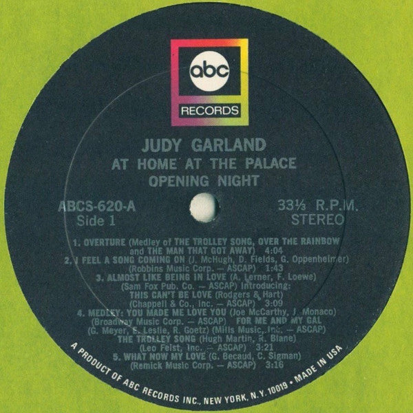 Judy Garland : At Home At The Palace (LP, Album)