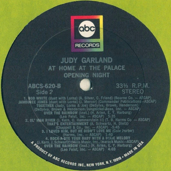 Judy Garland : At Home At The Palace (LP, Album)