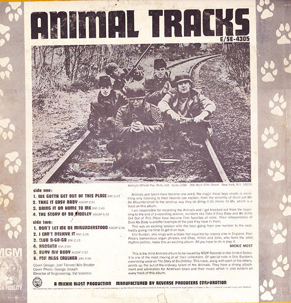 The Animals!* : Animal Tracks (LP, Album, Mono, MGM)