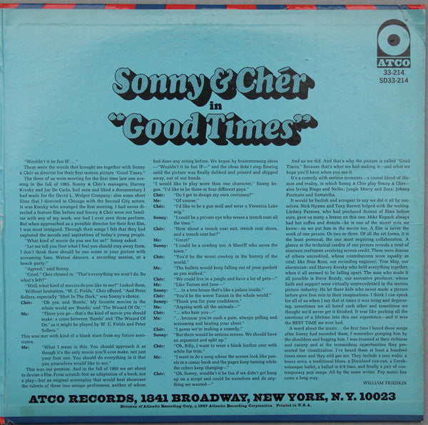 Sonny & Chér* : Good Times (Original Film Soundtrack) (LP, Album, Mono)