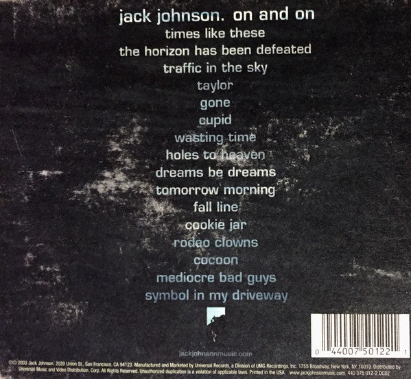 Jack Johnson : On And On (CD, Album, Dig)