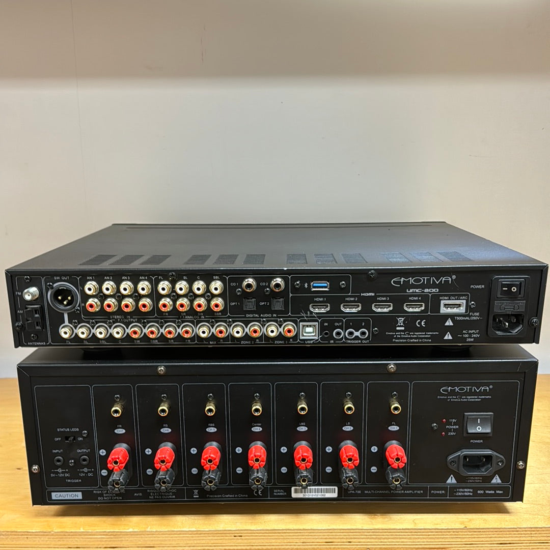 Emotiva UPA-700 Power Amplifier & UMC-200 Preamplifier * boxes * manuals * remote