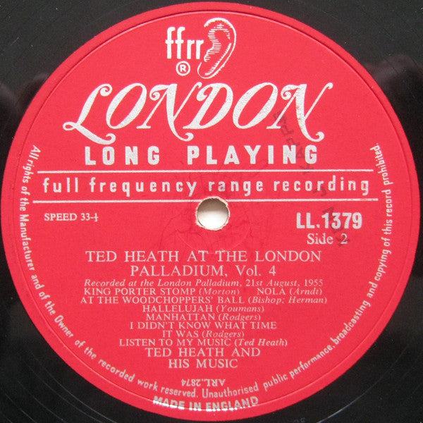 Ted Heath And His Orchestra : Ted Heath At The London Palladium Vol. 4 (LP, Album)