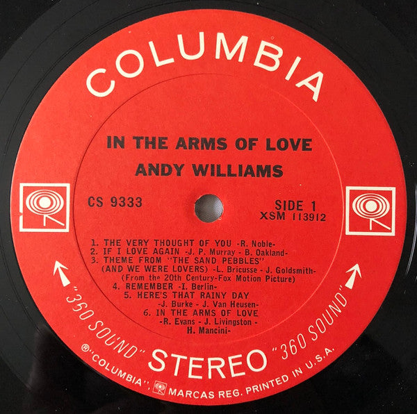 Andy Williams : In The Arms Of Love (LP, Album, Pit)