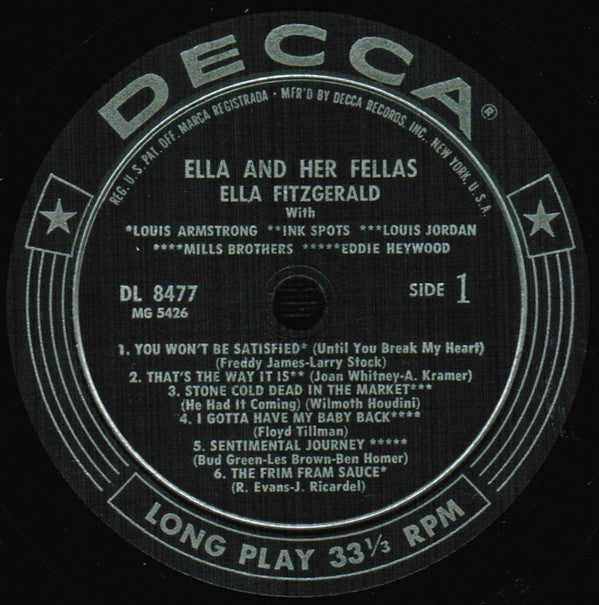 Ella Fitzgerald : Ella And Her Fellas (LP, Album, Mono, Glo)