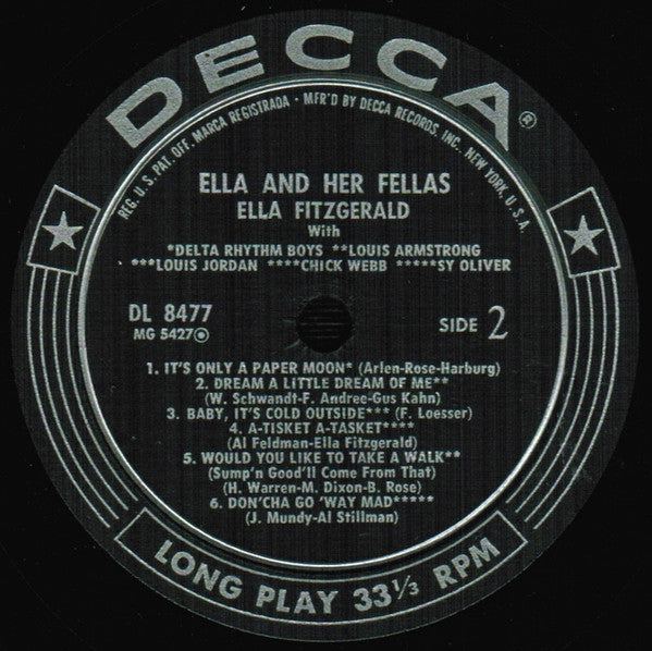 Ella Fitzgerald : Ella And Her Fellas (LP, Album, Mono, Glo)