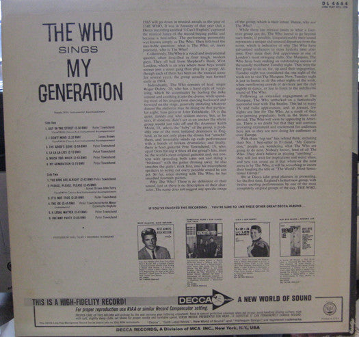 The Who : The Who Sings My Generation (LP, Album, Mono)