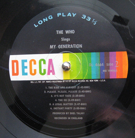 The Who : The Who Sings My Generation (LP, Album, Mono)