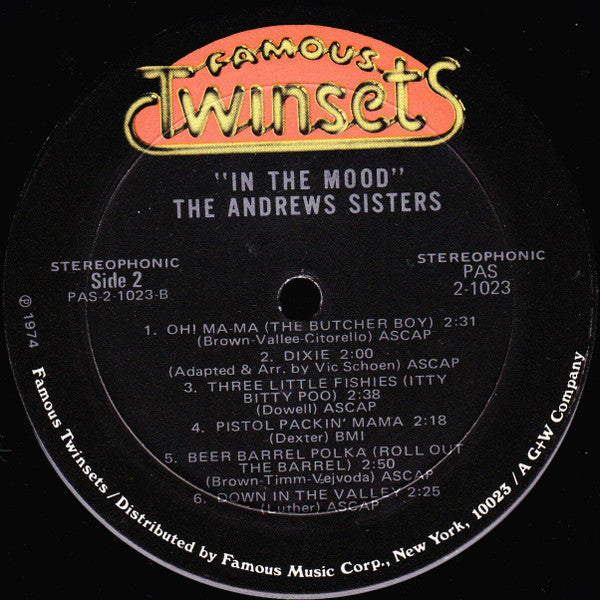 The Andrews Sisters : In The Mood (2xLP, Comp, Mon)