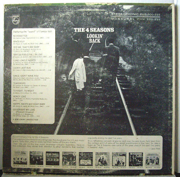 The 4 Seasons* : Lookin' Back (LP, Album, Comp, Mono)