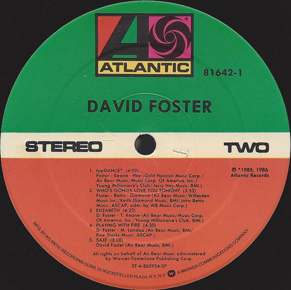 David Foster : David Foster (LP, Album, Spe)