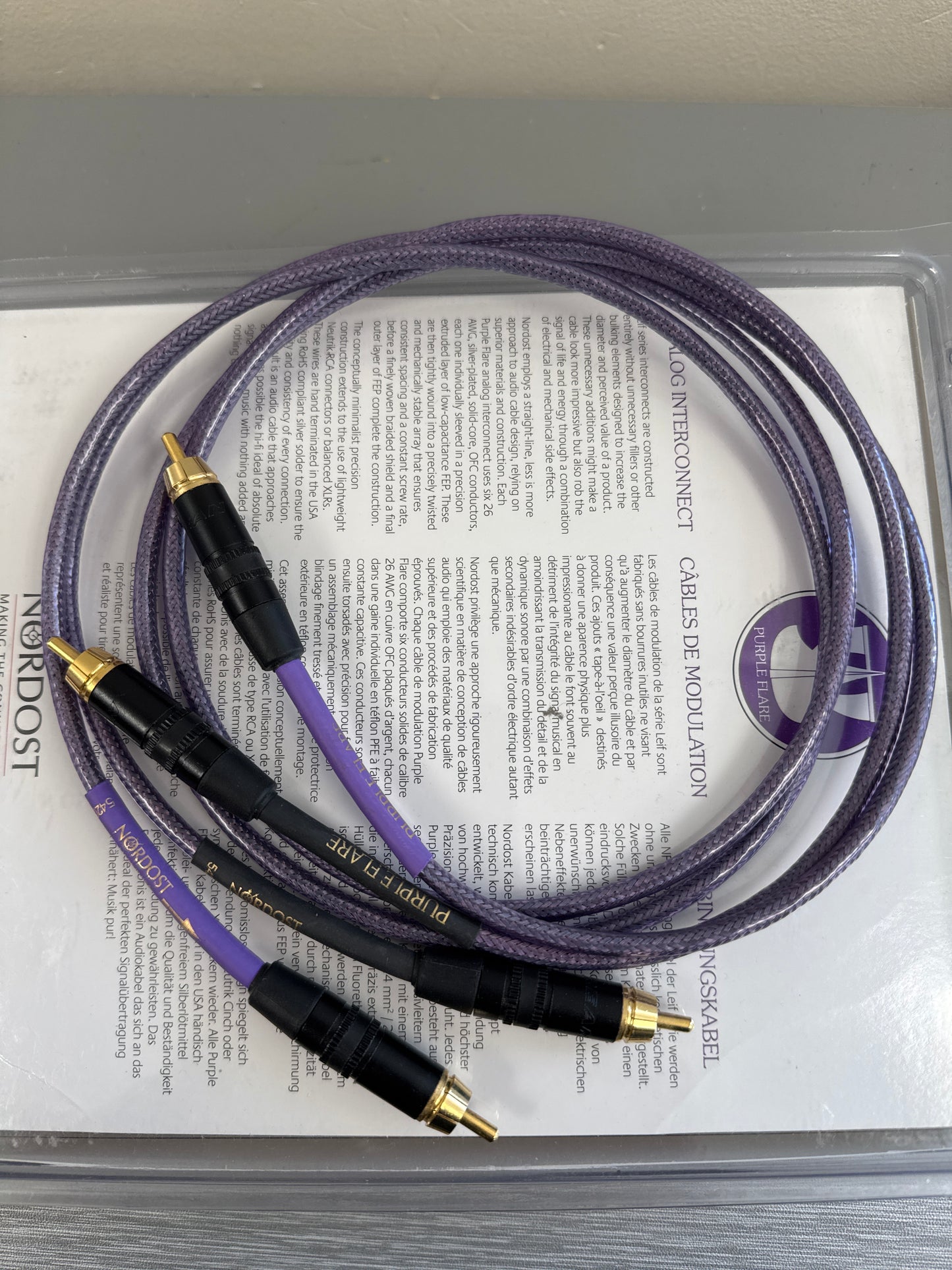 Nordost Purple Flare Interconnect Cables RCA 1mt ( 3ft)