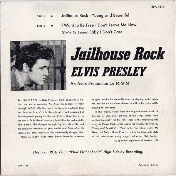 Elvis Presley : Jailhouse Rock (7", Album, EP)