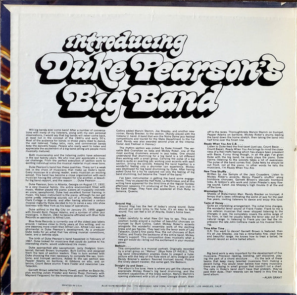 Duke Pearson's Big Band : Introducing Duke Pearson's Big Band (LP, Album, RE, All)