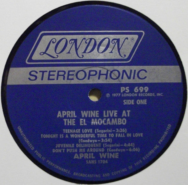 April Wine : Live At The El Mocambo (LP, Album)