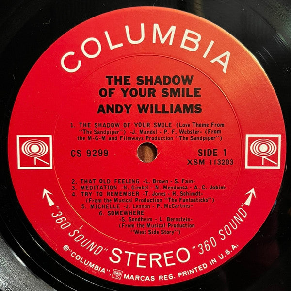 Andy Williams : The Shadow Of Your Smile (LP, Album, Pit)