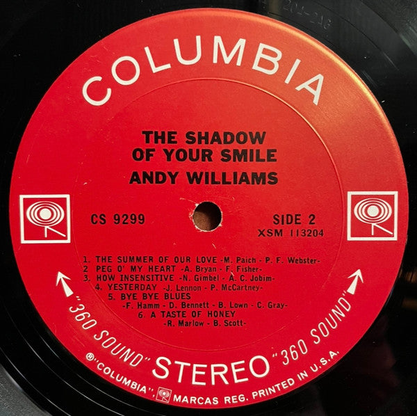 Andy Williams : The Shadow Of Your Smile (LP, Album, Pit)