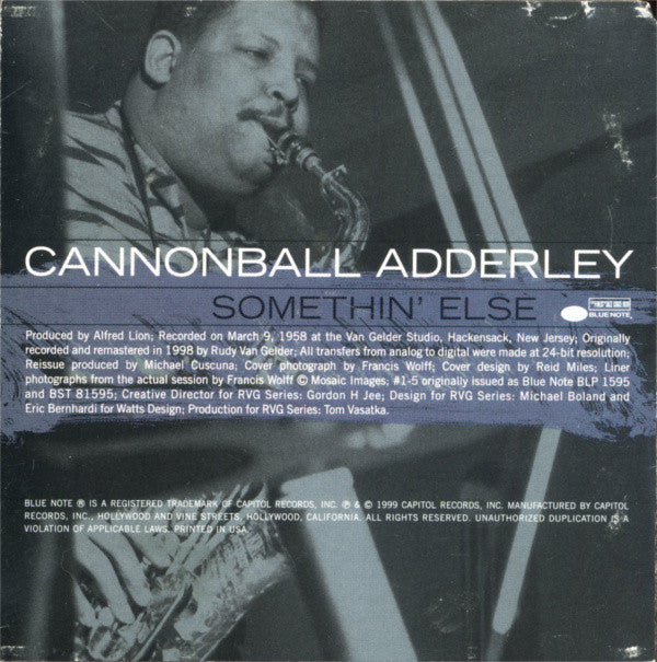 Cannonball Adderley : Somethin' Else (CD, Album, RE, RM, Son)