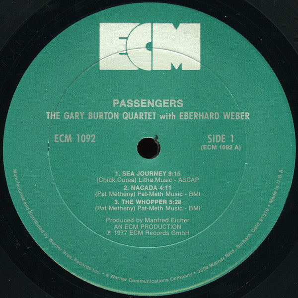 The Gary Burton Quartet* With Eberhard Weber : Passengers (LP, Album)