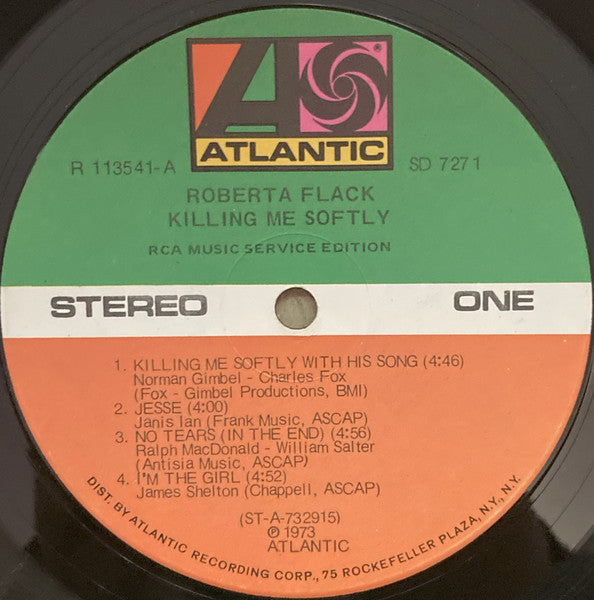 Roberta Flack : Killing Me Softly (LP, Album, Club, Ind)