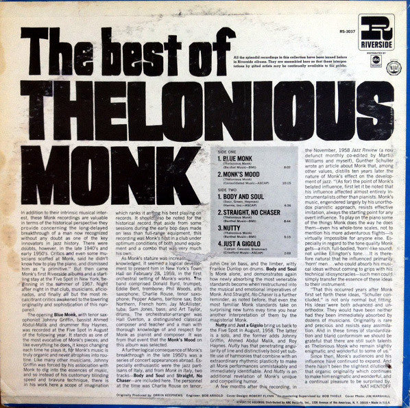 Thelonious Monk : The Best Of Thelonious Monk (LP, Comp)