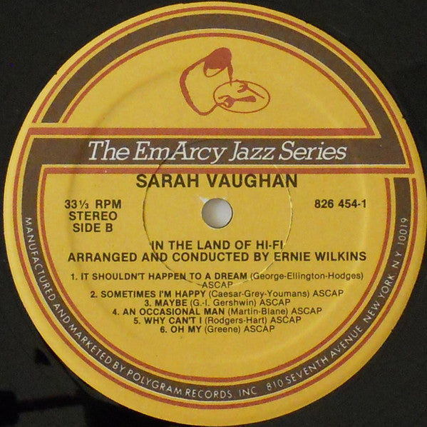 Sarah Vaughan : In The Land Of Hi-Fi (LP, Album, Mono, RE)