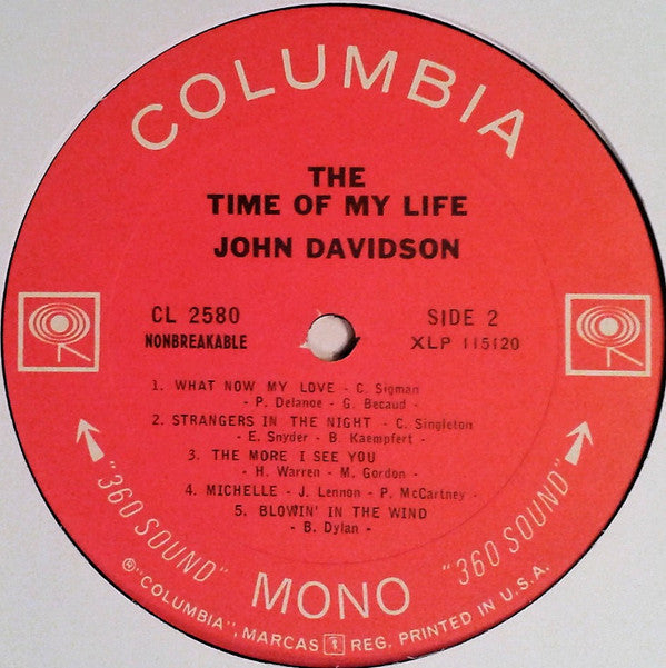 John Davidson : The Time Of My Life! (LP, Album, Mono)