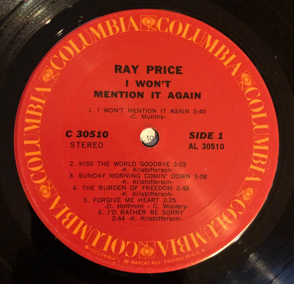 Ray Price : I Won't Mention It Again (LP, Album)