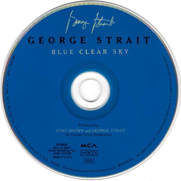 George Strait : Blue Clear Sky (HDCD, Album, Club)