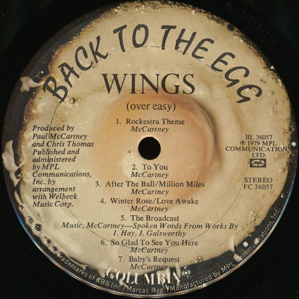 Wings (2) : Back To The Egg (LP, Album, Pit)