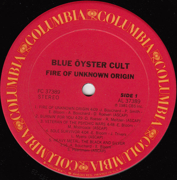 Blue Öyster Cult : Fire Of Unknown Origin (LP, Album)