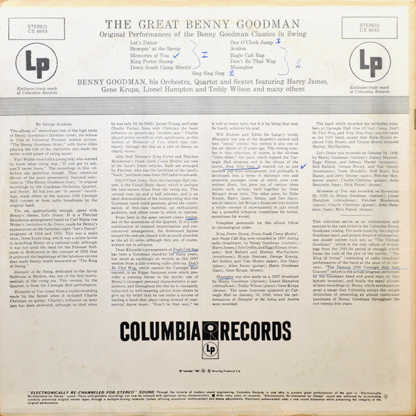 Benny Goodman, His Orchestra*, Quartet* And Sextet* : The Great Benny Goodman (LP, Comp)