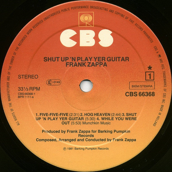 Zappa* : Shut Up 'N Play Yer Guitar (3xLP, Album, Ltd + Box)