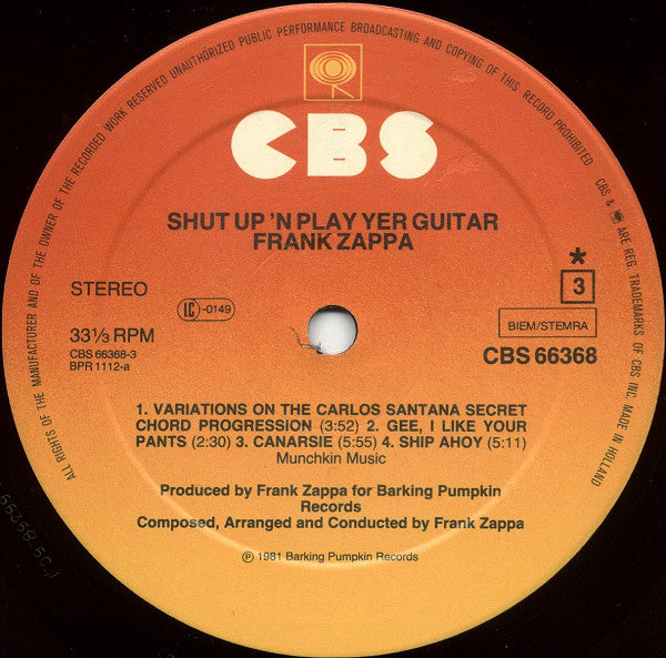 Zappa* : Shut Up 'N Play Yer Guitar (3xLP, Album, Ltd + Box)